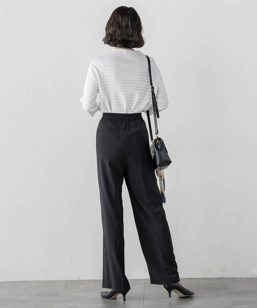 la.f…（ラエフ）の「ハイストレッチカルゼワイドパンツ（スラックス・レディース・チャコールグレー/ブラック・11号/9号/7号）」の7枚目の写真