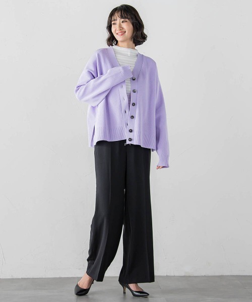 la.f…（ラエフ）の「ハイストレッチカルゼワイドパンツ（スラックス・レディース・チャコールグレー/ブラック・11号/9号/7号）」の9枚目の写真
