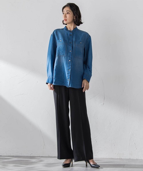 la.f…（ラエフ）の「ハイストレッチカルゼワイドパンツ（スラックス・レディース・チャコールグレー/ブラック・11号/9号/7号）」の10枚目の写真
