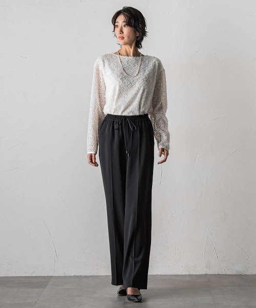la.f…（ラエフ）の「ハイストレッチカルゼワイドパンツ（スラックス・レディース・チャコールグレー/ブラック・11号/9号/7号）」の14枚目の写真