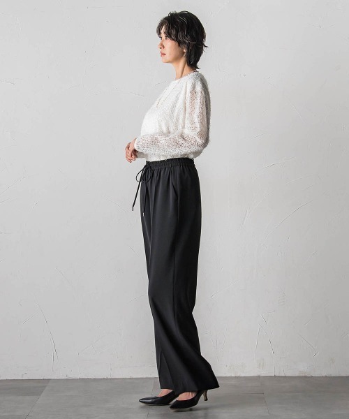 la.f…（ラエフ）の「ハイストレッチカルゼワイドパンツ（スラックス・レディース・チャコールグレー/ブラック・11号/9号/7号）」の15枚目の写真