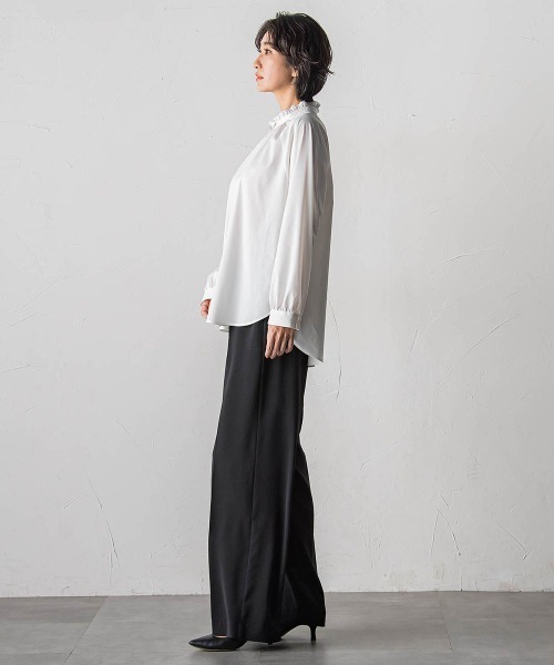 la.f…（ラエフ）の「ハイストレッチカルゼワイドパンツ（スラックス・レディース・チャコールグレー/ブラック・11号/9号/7号）」の19枚目の写真