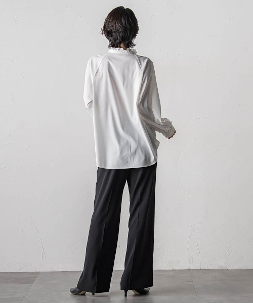 la.f…（ラエフ）の「ハイストレッチカルゼワイドパンツ（スラックス・レディース・チャコールグレー/ブラック・11号/9号/7号）」の20枚目の写真
