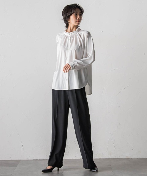 la.f…（ラエフ）の「ハイストレッチカルゼワイドパンツ（スラックス・レディース・チャコールグレー/ブラック・11号/9号/7号）」の18枚目の写真