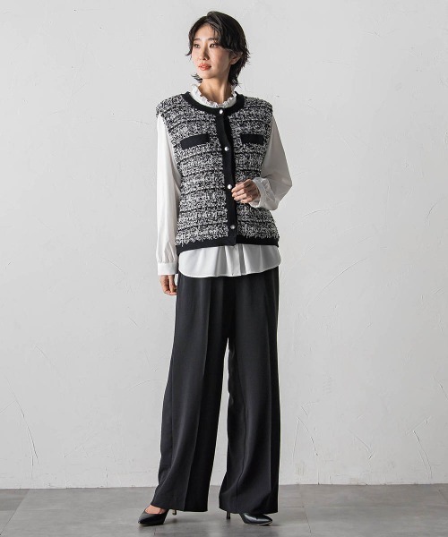 la.f…（ラエフ）の「ハイストレッチカルゼワイドパンツ（スラックス・レディース・チャコールグレー/ブラック・11号/9号/7号）」の21枚目の写真