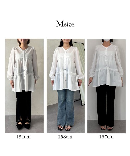 prose verse（プロズヴェール）の「ミドル丈裾フリルティアードブラウス（シャツ/ブラウス・レディース・オフホワイト/ブラック系その他・MEDIUM/LARGE）」の18枚目の写真