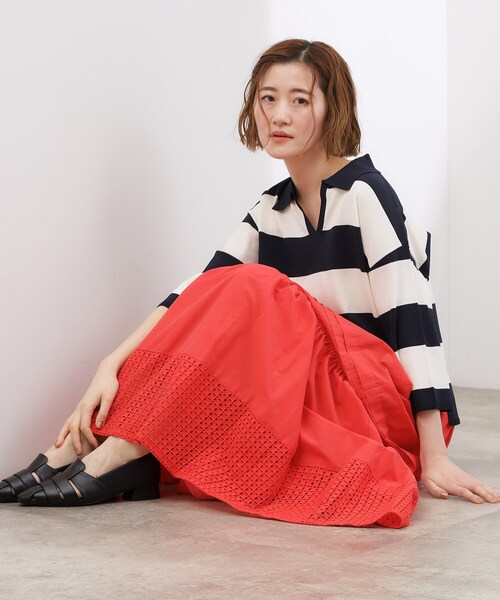 grove(グローブ)の「【貴島明日香さん着用】エンブロイダリーレース マキシスカート(スカート・レディース・ネイビー/オフホワイト/オレンジ・02/01/03/04/05)」の20枚目の写真