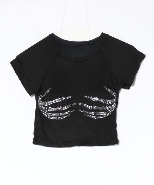 ViViDAY(ビビデー)の「手柄 ラインストーンショートtシャツ(Tシャツ/カットソー・レディース・ブラック・M)」の1枚目の写真