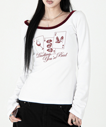 Playing Card Velvet-Trim Tee #Wine