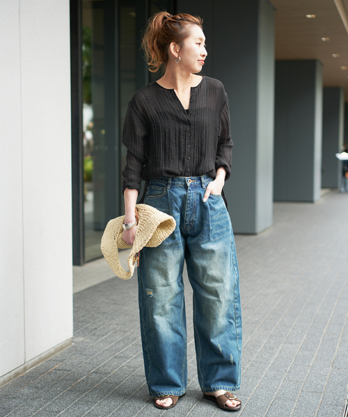 【試着のみ美品】Spick ＆ Span クレープクルーネックブラウス クレープクルーネックブラウス（シャツ/ブラウス）｜Spick & Span