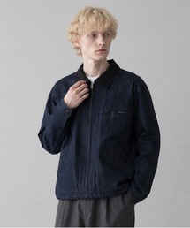 HOUSTON/ヒューストン Denim Zip Work Jacket/オーバーサイズ デニム 襟コーデュロイ ワークジャケット/UT-HS51590