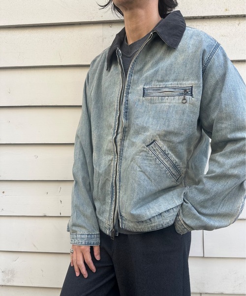 HOUSTON（ヒューストン）の「HOUSTON/ヒューストン Denim Zip Work Jacket/オーバーサイズ デニム 襟コーデュロイ ワークジャケット/UT-HS51590（ブルゾン・メンズ・インディゴブルー/ブルー系その他・40/42）」の9枚目の写真