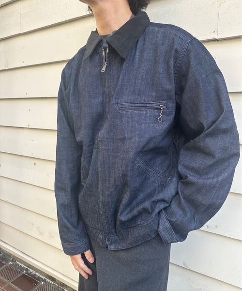 HOUSTON（ヒューストン）の「HOUSTON/ヒューストン Denim Zip Work Jacket/オーバーサイズ デニム 襟コーデュロイ ワークジャケット/UT-HS51590（ブルゾン・メンズ・インディゴブルー/ブルー系その他・40/42）」の5枚目の写真