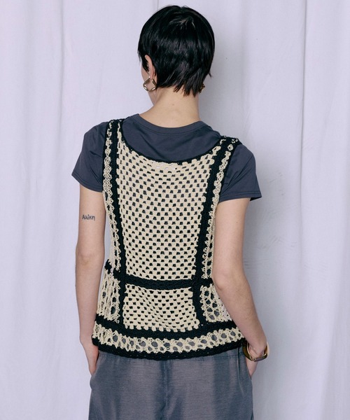MAISON SPECIAL(メゾンスペシャル)の「Crochet Vest/クロシェベスト(ベスト・レディース・ライム/ブルー/ブラック・FREE)」の21枚目の写真