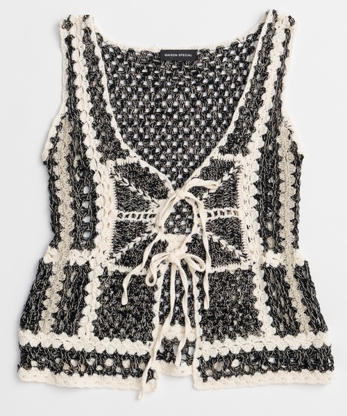 MAISON SPECIAL(メゾンスペシャル)の「Crochet Vest/クロシェベスト(ベスト・レディース・ライム/ブルー/ブラック・FREE)」の9枚目の写真
