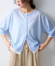 CIAOPANIC TYPY | 2wayレイヤードライク配色5分袖シアーニットカーデ(カーディガン/ボレロ)