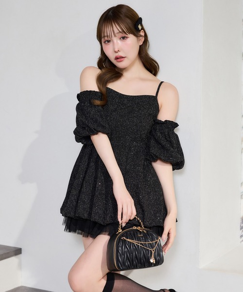 セール】【Black Ribbon Collection】バックリボンミニワンピース