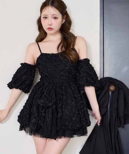 セール】【Black Ribbon Collection】バックリボンミニワンピース