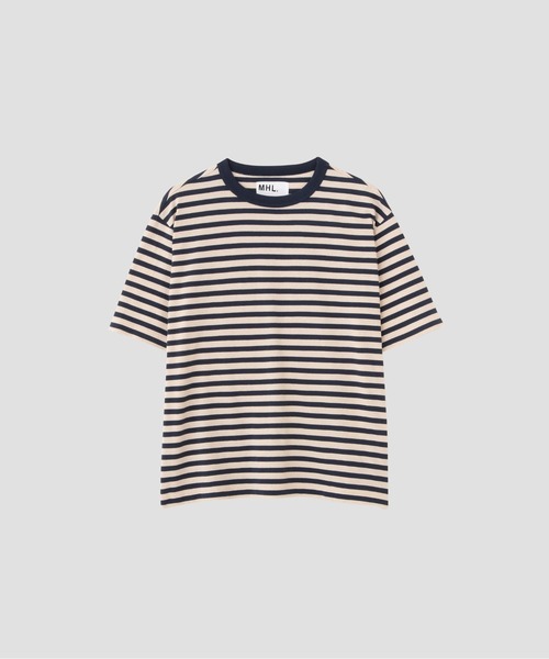 MHL.（エムエイチエル）の「COTTON LINEN STRIPE JERSEY（Tシャツ/カットソー・メンズ・ブルー・MEDIUM/LARGE）」の4枚目の写真