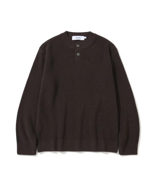 KNITTED(ニッティド)の「コットンヘンリーネックワッフルニット ブラウン(ニット/セーター・レディース・その他・MEDIUM/LARGE/X-LARGE)」の1枚目の写真