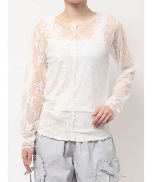 merry jenny（メリージェニー）の「シアーレースコンビTOPS（Tシャツ/カットソー・レディース・オフホワイト/アイボリー・FREE）」の21枚目の写真