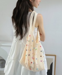 Jewelobe（ジュエローブ）の「ビーズ付きかぎ針編みトートバック（ショルダーバッグ）」