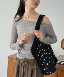 Jewelobe（ジュエローブ）の「ビーズ付きかぎ針編みトートバック（ショルダーバッグ）」