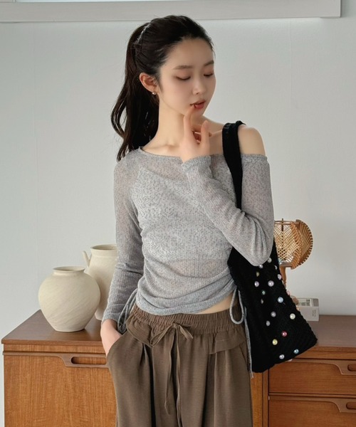 Jewelobe(ジュエローブ)の「ビーズ付きかぎ針編みトートバック(ショルダーバッグ・レディース・ブラック/アイボリー/モカ・FREE)」の9枚目の写真