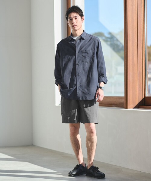 green label relaxing（グリーンレーベルリラクシング）の「ナイロン コットン チェック ジャストルーズ 長袖 シャツ（シャツ/ブラウス・メンズ・クリーム/グレー系/パープル・M/XL/S/L）」の10枚目の写真