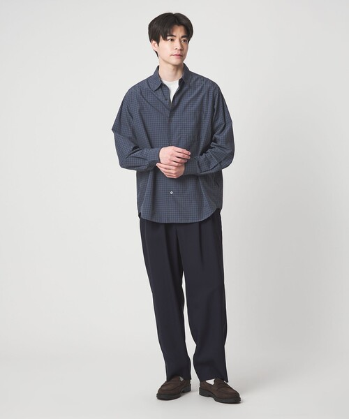 green label relaxing（グリーンレーベルリラクシング）の「ナイロン コットン チェック ジャストルーズ 長袖 シャツ（シャツ/ブラウス・メンズ・クリーム/グレー系/パープル・M/XL/S/L）」の14枚目の写真