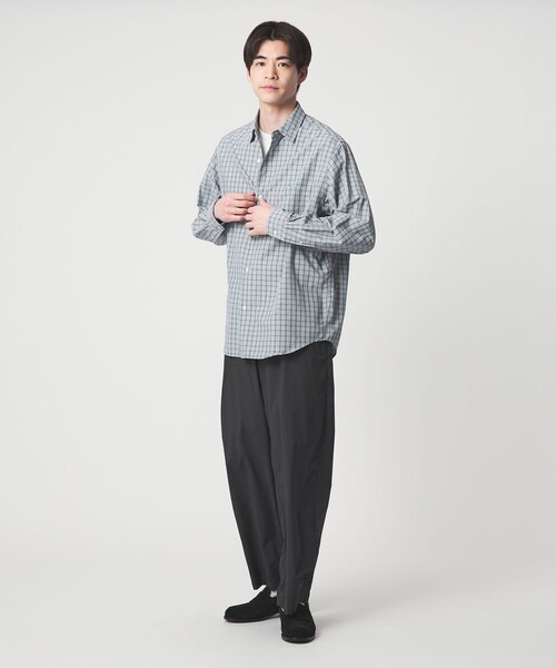 green label relaxing（グリーンレーベルリラクシング）の「ナイロン コットン チェック ジャストルーズ 長袖 シャツ（シャツ/ブラウス・メンズ・クリーム/グレー系/パープル・M/XL/S/L）」の16枚目の写真