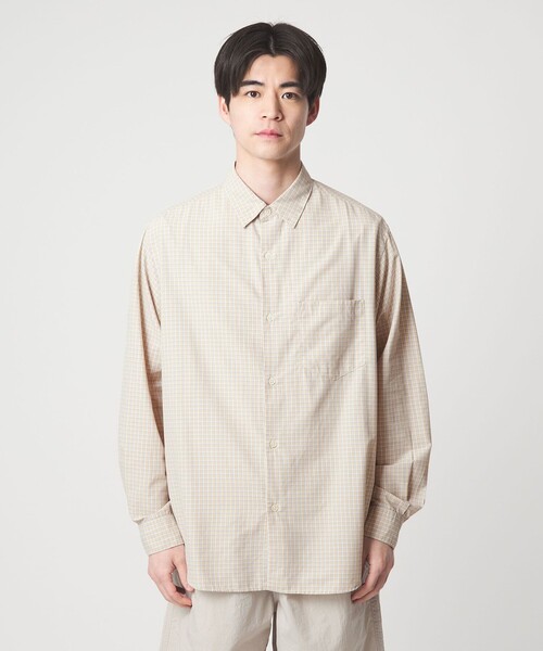 green label relaxing（グリーンレーベルリラクシング）の「ナイロン コットン チェック ジャストルーズ 長袖 シャツ（シャツ/ブラウス・メンズ・クリーム/グレー系/パープル・M/XL/S/L）」の17枚目の写真