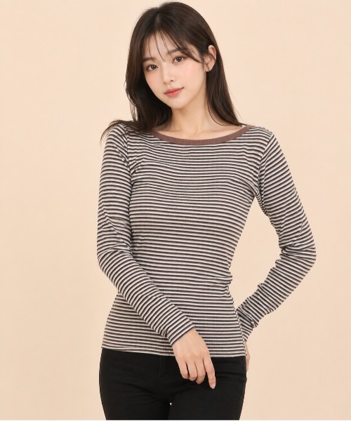 MILLER(ミラー)の「Robert P. Miller / パネルリブ B/N長袖 / 858C(Tシャツ/カットソー・レディース・ブラウン系その他/ブルー系その他/チャコールグレー/グレー・FREE)」の3枚目の写真