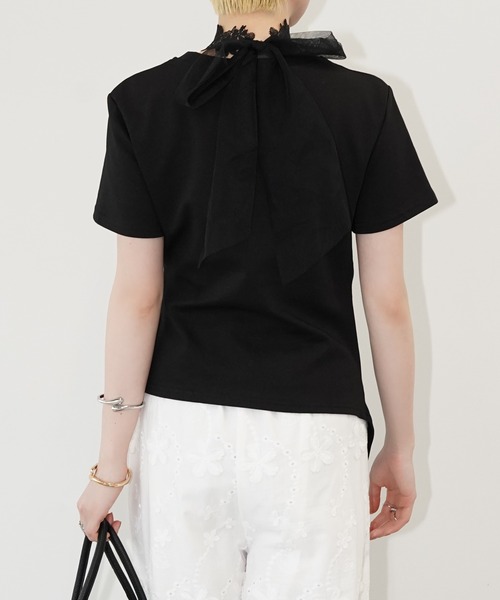 chuclla(チュクラ)の「アシンメトリードレープトップス chw26s210(Tシャツ/カットソー・レディース・ブラック/ホワイト・FREE)」の4枚目の写真