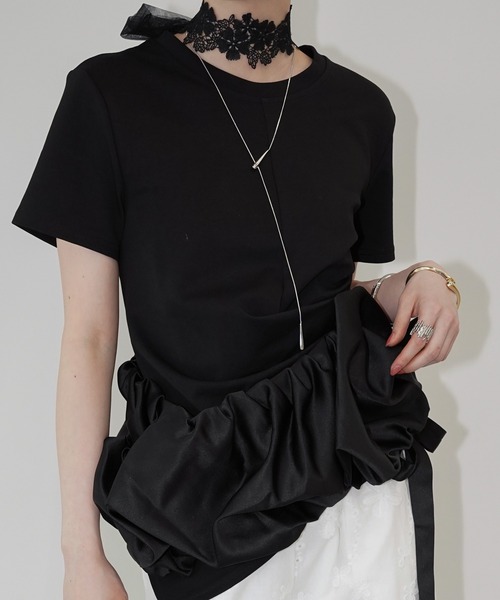 chuclla(チュクラ)の「アシンメトリードレープトップス chw26s210(Tシャツ/カットソー・レディース・ブラック/ホワイト・FREE)」の14枚目の写真