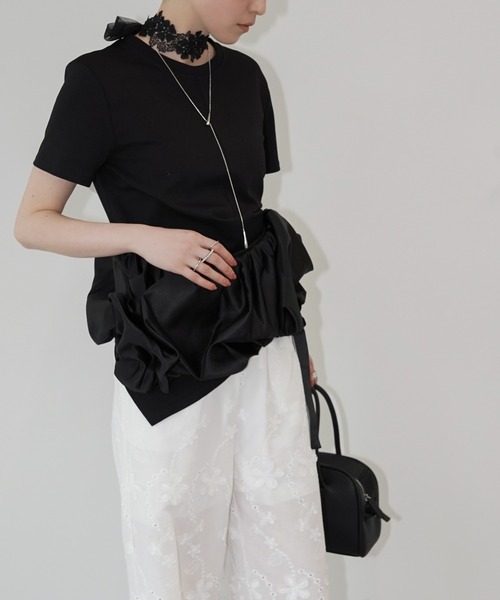 chuclla(チュクラ)の「アシンメトリードレープトップス chw26s210(Tシャツ/カットソー・レディース・ブラック/ホワイト・FREE)」の15枚目の写真