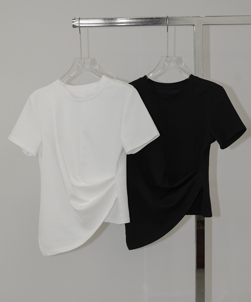 chuclla(チュクラ)の「アシンメトリードレープトップス chw26s210(Tシャツ/カットソー・レディース・ブラック/ホワイト・FREE)」の19枚目の写真