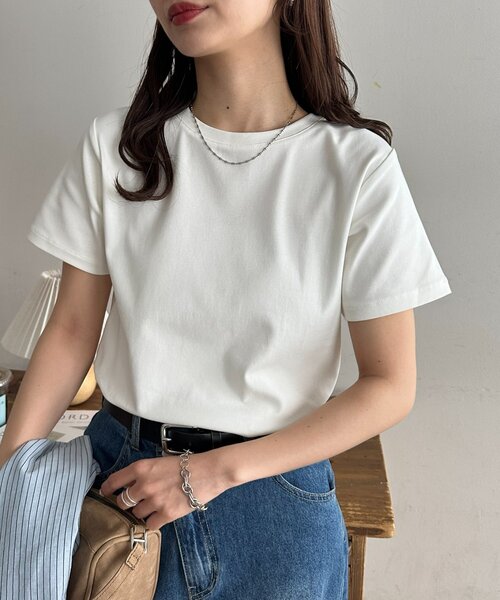 DISCOAT(ディスコート)の「【接触冷感/汗染み防止】コンパクトTシャツ(Tシャツ/カットソー・レディース・グレー系その他/ブラック/ブラウン/ピンク/オフホワイト・LARGE/MEDIUM)」の2枚目の写真