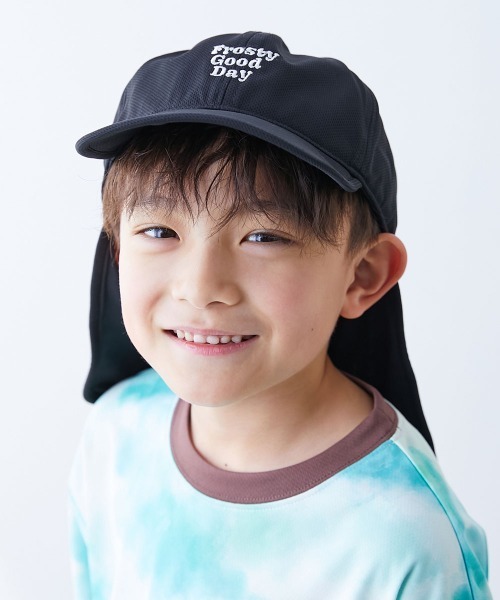 devirock(デビロック)の「気化熱のチカラでひんやり 日よけ付きキャップ(キャップ・キッズ・ネイビー/ベージュ/ブラック/グリーン系・52/54/56/58)」の2枚目の写真