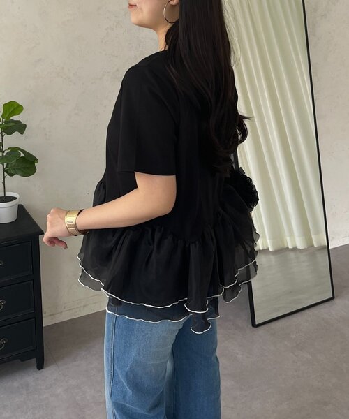 prose verse(プロズヴェール)の「バイカラー裾フリルTシャツ(Tシャツ/カットソー・レディース・ブルー/オフホワイト/ブラック・LARGE/MEDIUM)」の19枚目の写真