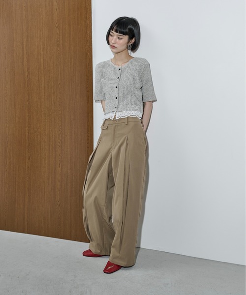 THE YOn(ザヨン)の「ボックスタックツイルワイドパンツ(カーゴパンツ・レディース・ベージュ/セージグリーン/チャコールグレー・S/M)」の4枚目の写真