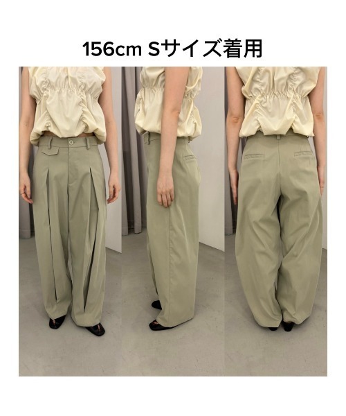 THE YOn(ザヨン)の「ボックスタックツイルワイドパンツ(カーゴパンツ・レディース・ベージュ/セージグリーン/チャコールグレー・S/M)」の16枚目の写真
