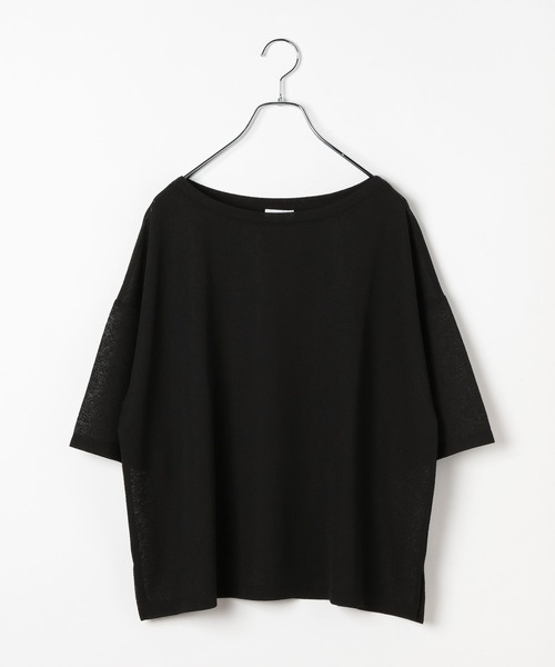 LEPSIM(レプシィム)の「メランジシアーオーバーT 668118(Tシャツ/カットソー・レディース・ブラック/キャメル/オフホワイト・FREE)」の1枚目の写真