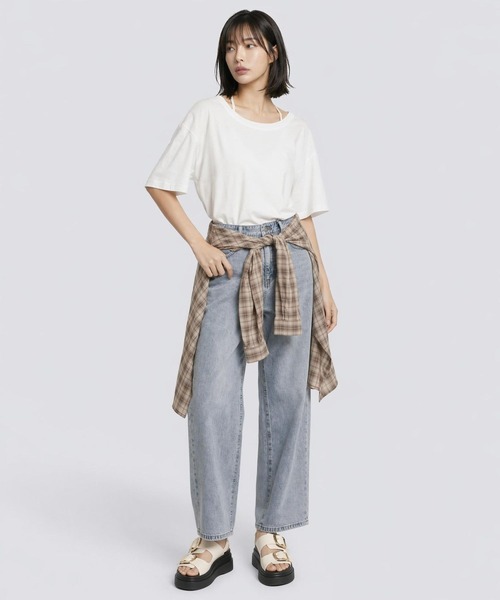 LEPSIM(レプシィム)の「メランジシアーオーバーT 668118(Tシャツ/カットソー・レディース・ブラック/キャメル/オフホワイト・FREE)」の5枚目の写真