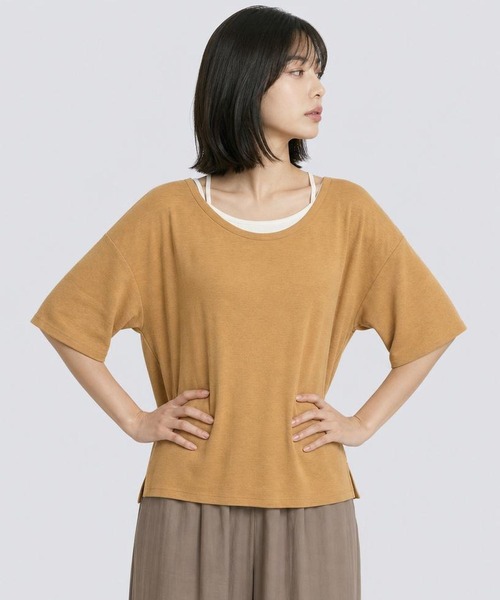 LEPSIM(レプシィム)の「メランジシアーオーバーT 668118(Tシャツ/カットソー・レディース・ブラック/キャメル/オフホワイト・FREE)」の7枚目の写真