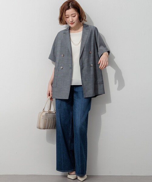 23区(ニジュウサンク)の「ウォッシャブルボイル ハーフスリーブ ダブル ジャケット(その他アウター・レディース・ベージュ系/グレー系・38)」の19枚目の写真