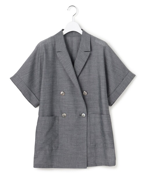 23区(ニジュウサンク)の「ウォッシャブルボイル ハーフスリーブ ダブル ジャケット(その他アウター・レディース・ベージュ系/グレー系・38)」の9枚目の写真