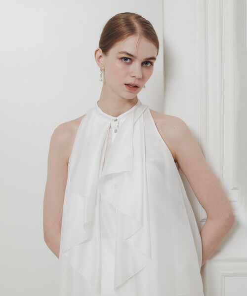 LOULOU WILLOUGHBY(ルルウィルビー)の「【LOULOU WILLOUGHBY】ラッフルレイヤーアメスリブラウス(シャツ/ブラウス・レディース・ブルーグリーン/オフホワイト/ブラック・2)」の15枚目の写真