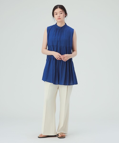 BEAMS HEART(ビームスハート)の「ロングライン セミフレア パンツ(スラックス・レディース・チャコールグレー/ホワイト系その他5・FREE)」の3枚目の写真