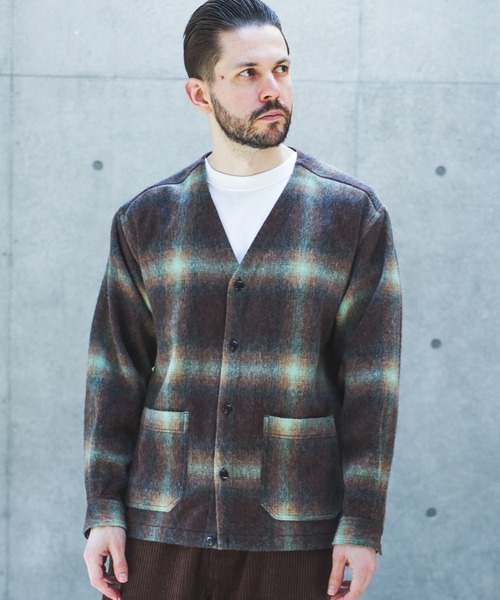MR.OLIVE(ミスターオリーブ)の「ALPACA SHAGGY OMBRE CHECK / SHIRT CARDIGAN /M263117(シャツ/ブラウス・メンズ・ブラウン/ブラック・SMALL/LARGE/MEDIUM)」の2枚目の写真